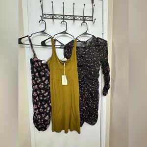 Elegant Black and Olive Floral Dress Set